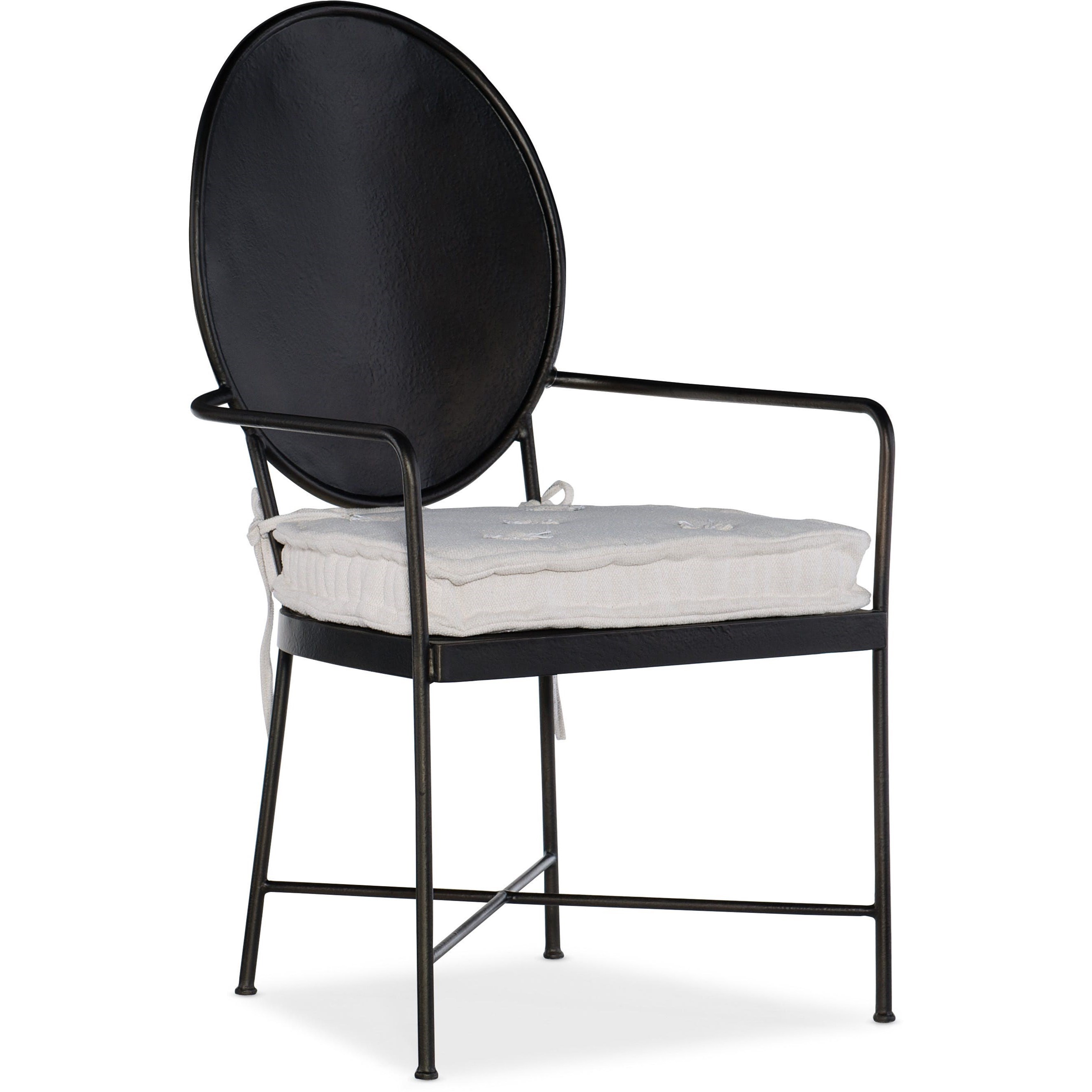 Black metal chair with white hotsell cushion